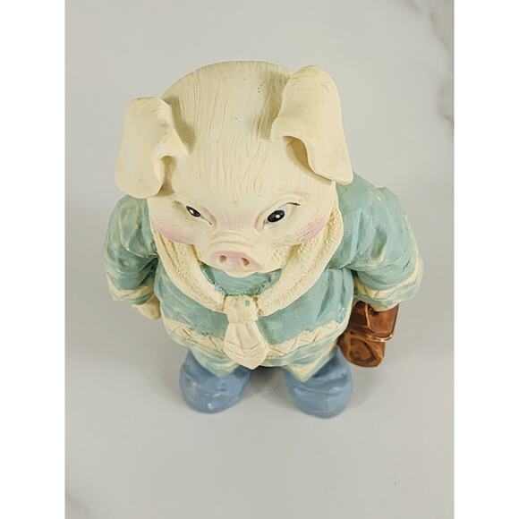 Piglet Pig Lover Piggy Uniform Suit Figurine Light Blue 4" Year 90s Home Decor - Picture 9 of 13